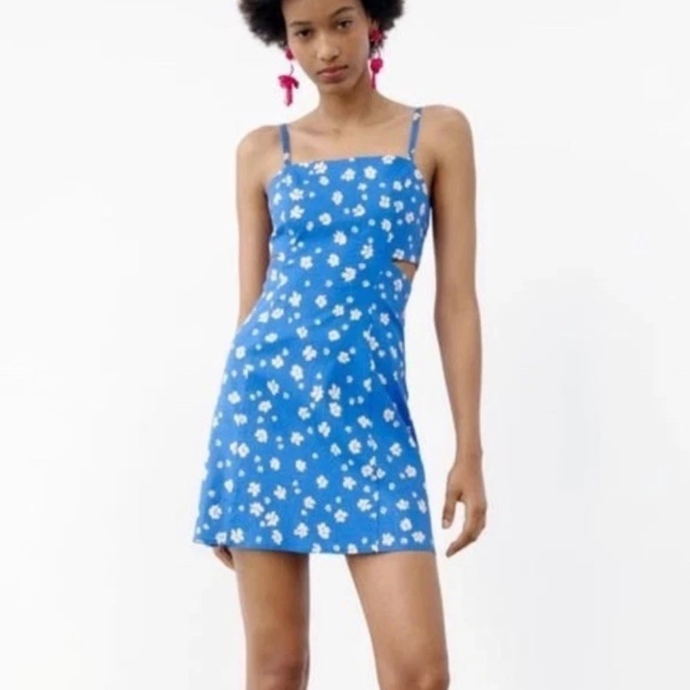 Zara Linen Blend Floral Printed Mini Dress Size S BNWT